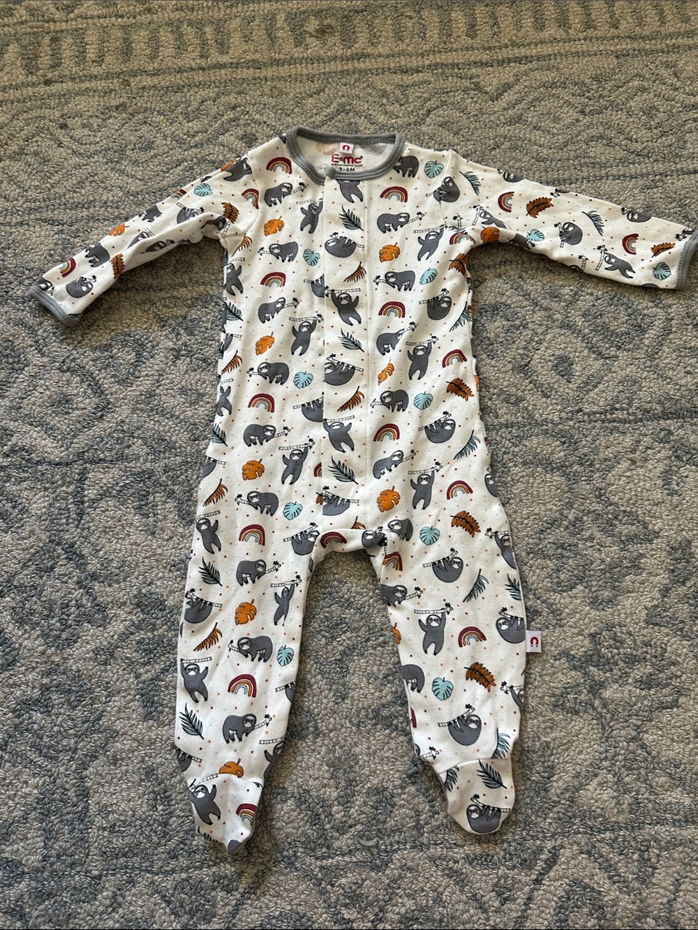 Magnetic Me E=mc sloth footie size 3-6 mo